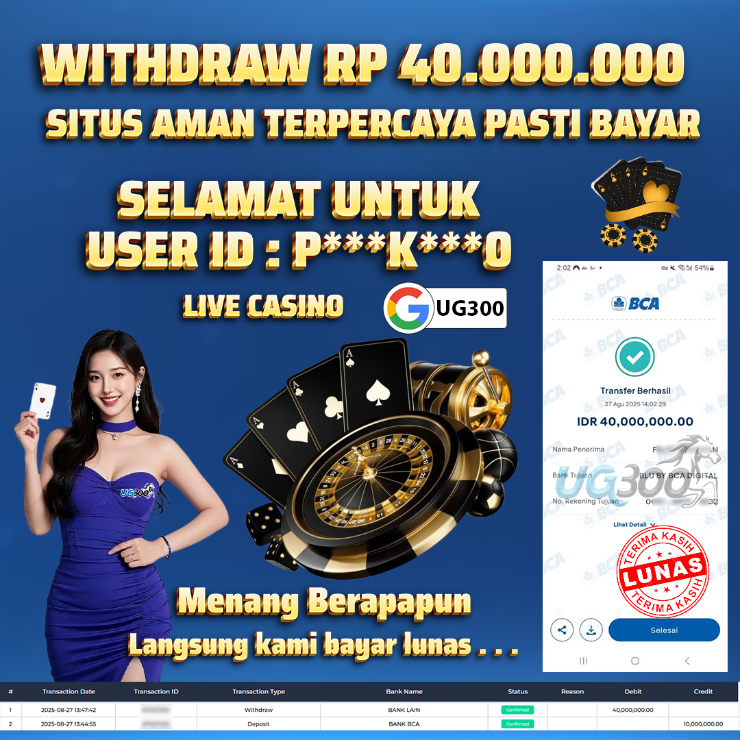 UG300 BERMAIN DI LIVE CASINO !  Rp.40,000,000- DI BAYAR TUNTAS